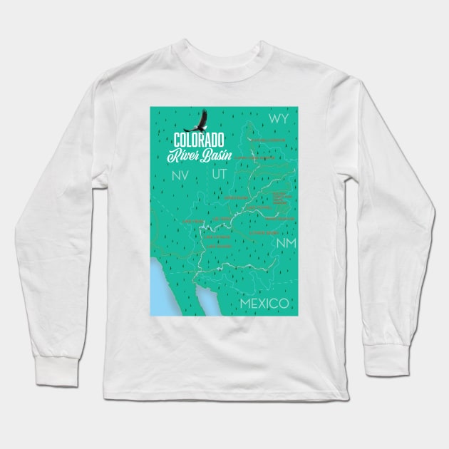 Colorado River Basin vintage map Long Sleeve T-Shirt by nickemporium1